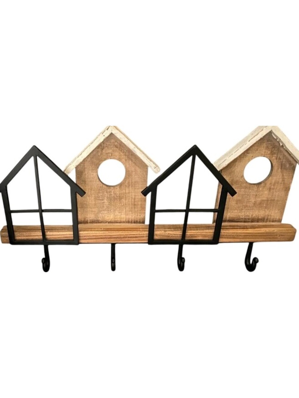 Rustic Farmhouse Birdhouse Wall Hook Rack Decor